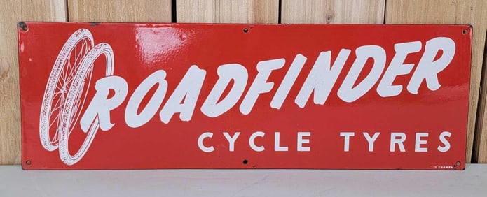 Roadfinder Cycle Tyres w/Logo Porcelain Sign (TAC)