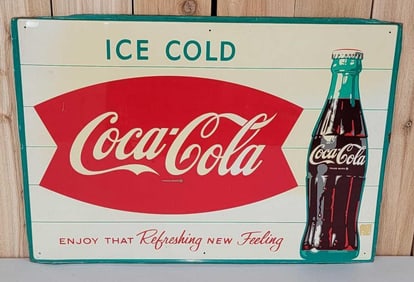 Coca-Cola Ice Cold w/Bottle Metal Sign (TAC)