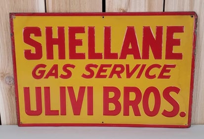Shellane Gas Service Ulivi Bros. Metal Sign (TAC)