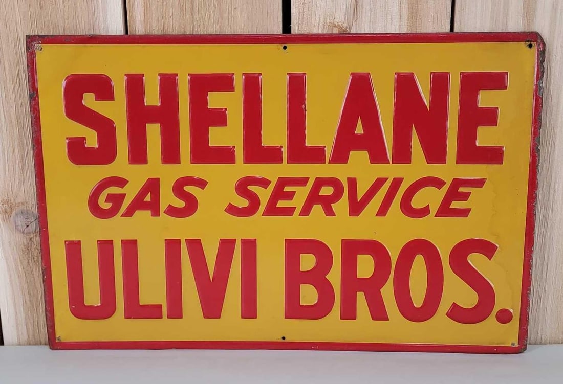Shellane Gas Service Ulivi Bros. Metal Sign (TAC) (1 of 5)