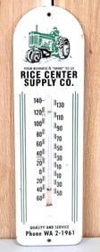 Rice Center Supply w/John Deere Tractor Metal Thermometer (TAC)