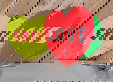 Shell Love Car Gas Pump Spinner Metal Topper