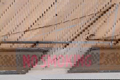 Wood No Smoking Sign w/Metal Hanger