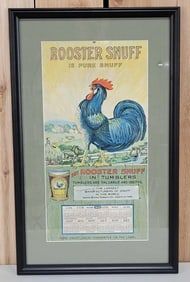 1926 Rooster Snuff "is Pure Snuff" Paper Calendar Framed