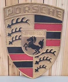 Porsche w/Logo Plastic Shield Sign