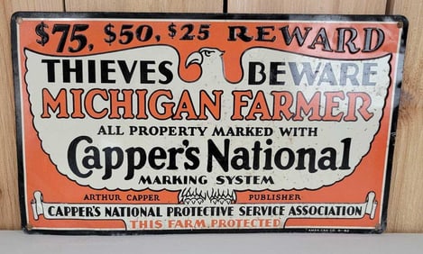 Capper's National Michigan Farmers Metal Sign (TAC)