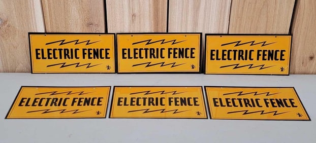 6-Small Electric Fence Metal Sign