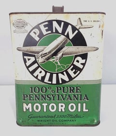 Penn Airliner Motor Oil Two-Gallon Rectangle Metal Can