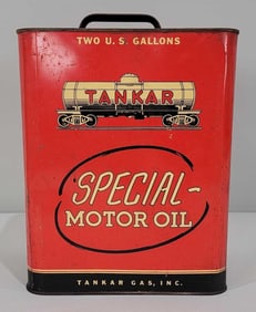 Tankar Special Motor Oil w/Logo Two-Gallon Metal Rectangle Can