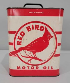 Red Bird Motor Oil w/Logo Two-Gallon Rectangle Metal Can