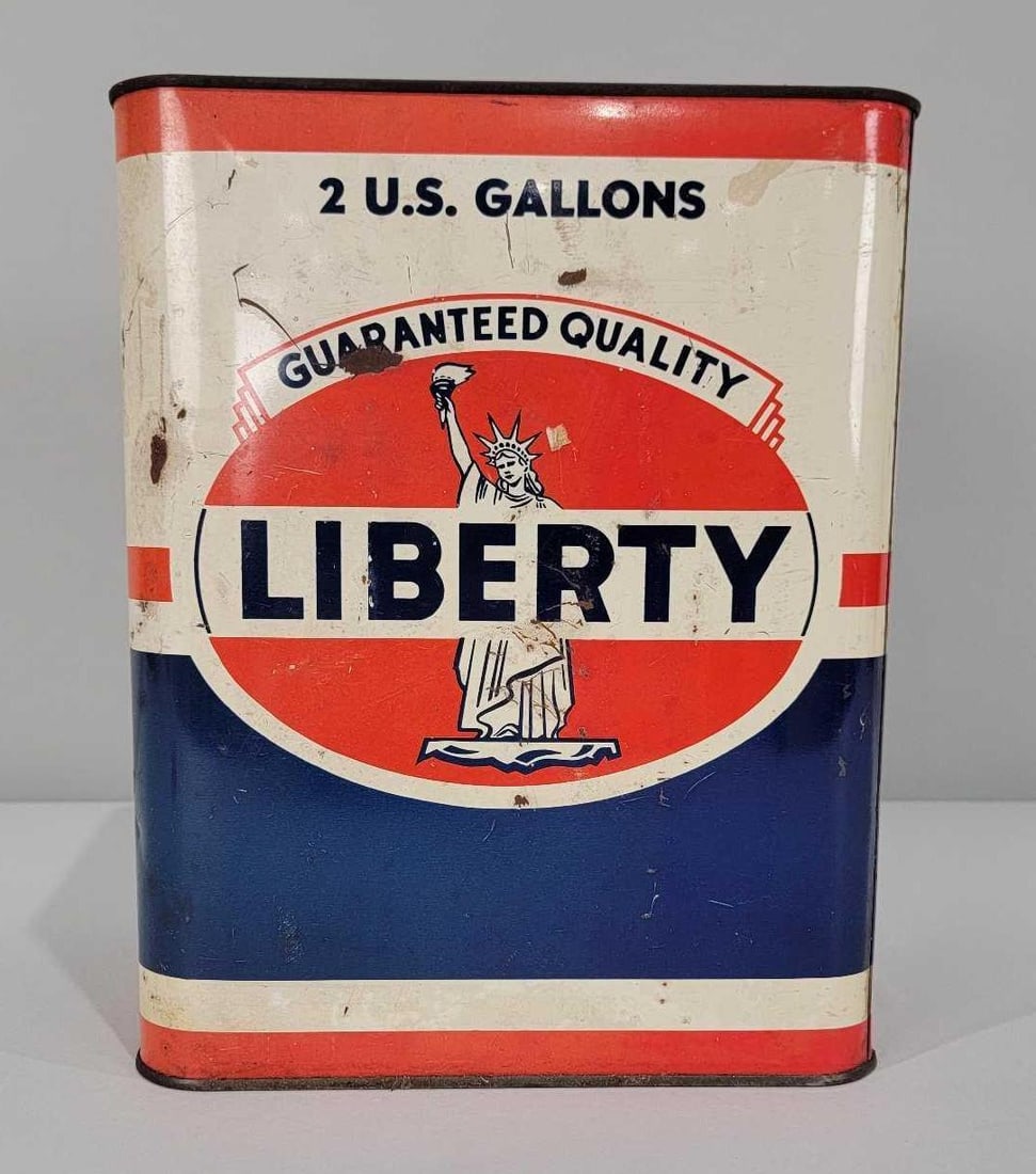 Liberty Motor Oil w/Image Two-Gallon Rectangle Metal Can (1 of 5)