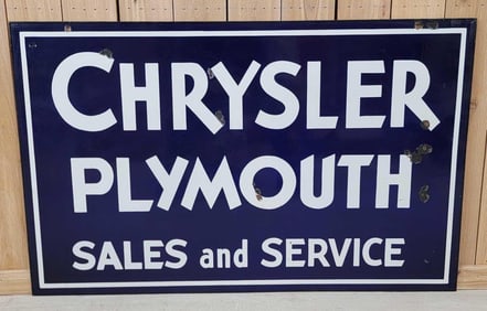 Chrysler Plymouth Sales & Service Porcelain Sign (TAC)