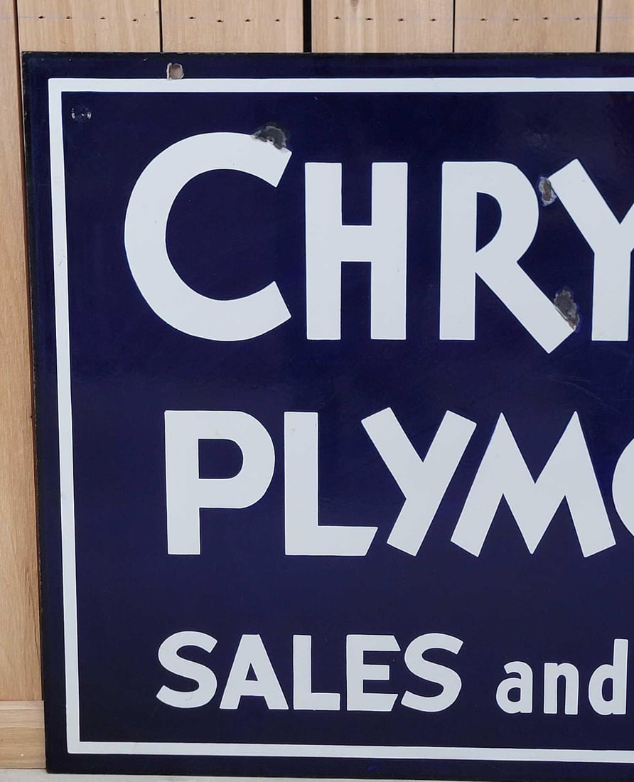 Chrysler Plymouth Sales & Service Porcelain Sign (TAC) - 2