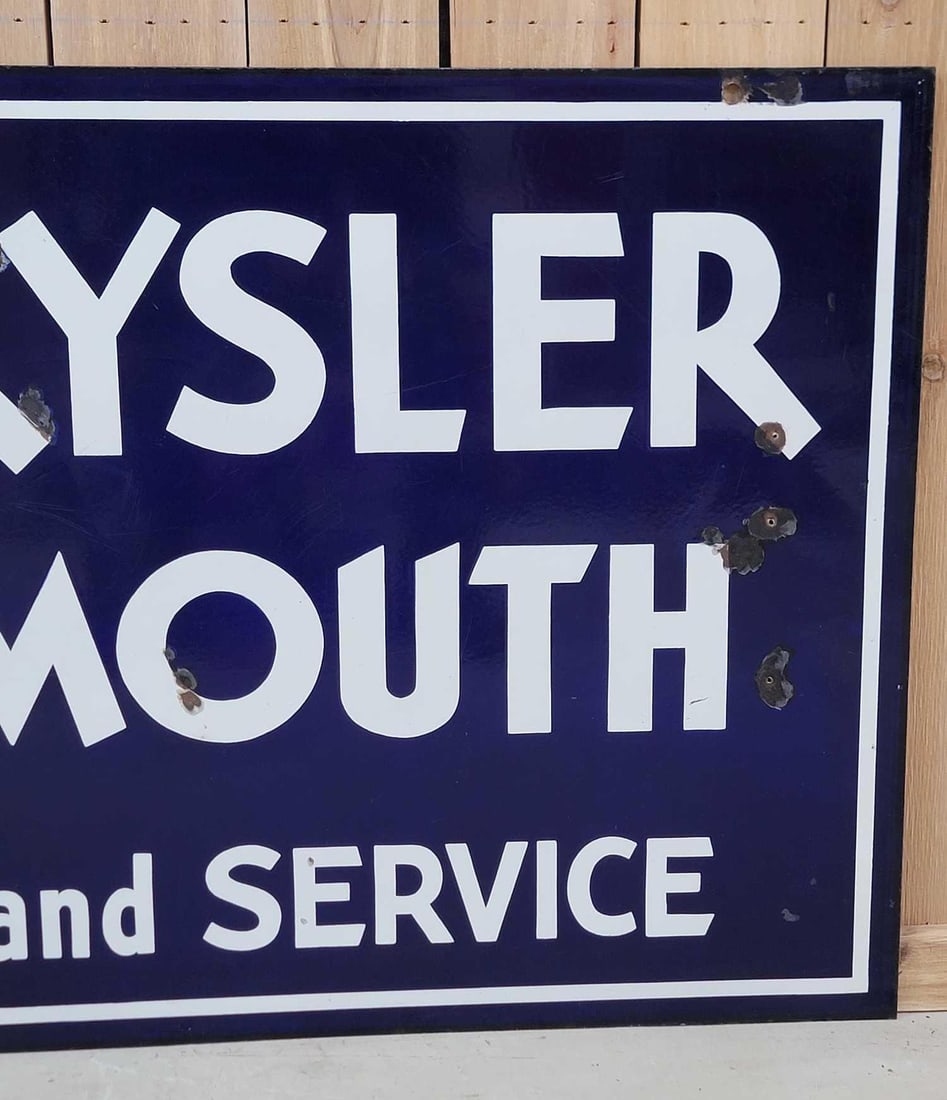 Chrysler Plymouth Sales & Service Porcelain Sign (TAC) - 3