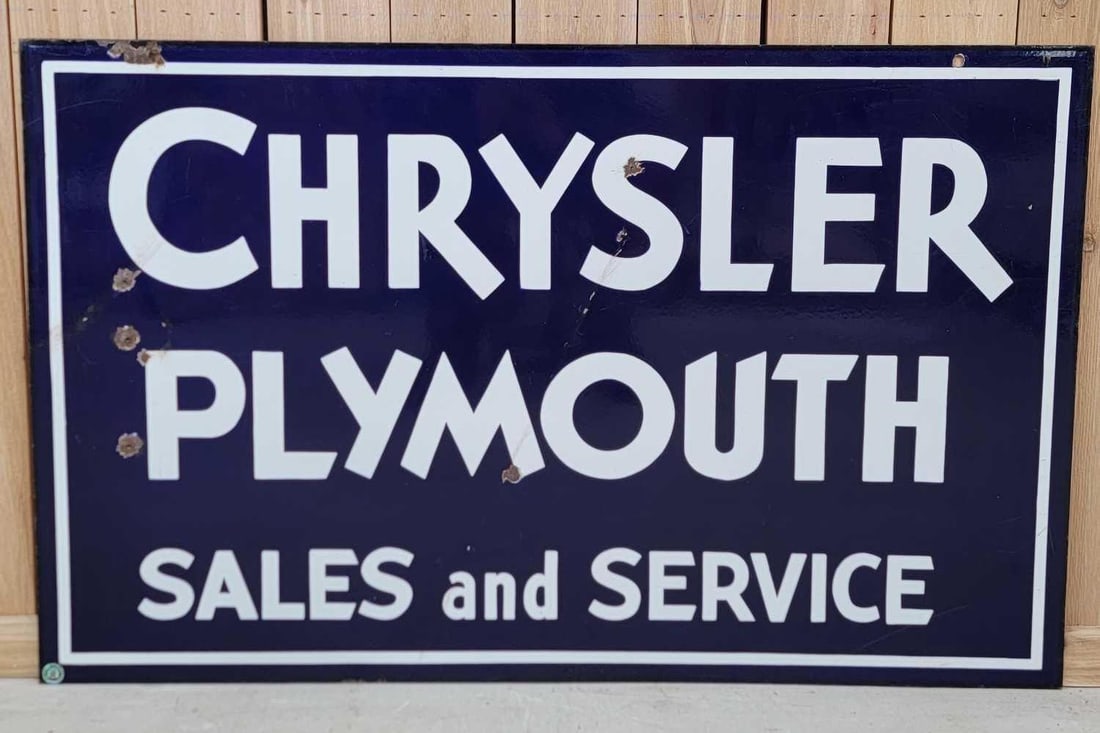 Chrysler Plymouth Sales & Service Porcelain Sign (TAC) - 4