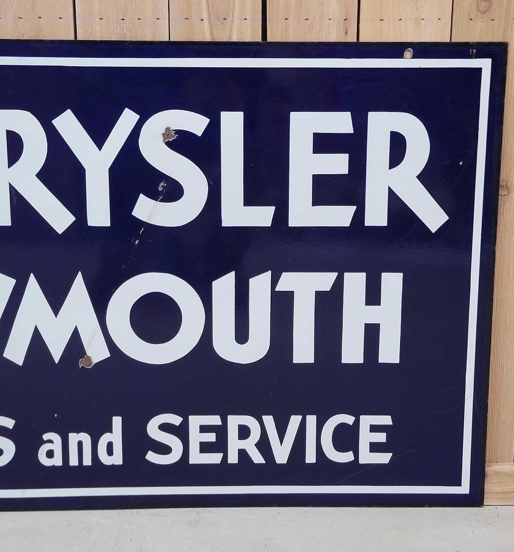 Chrysler Plymouth Sales & Service Porcelain Sign (TAC) - 6