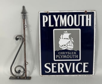 Plymouth Service w/Ship Logo Porcelain Sign (TAC)