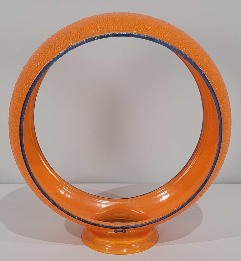 Original Orange Ripple Glass Globe Body (TAC): rated 9, The orange ripple globe body has very good color throughout the body and into the base. Base has a minor chip, but no cracks. Comes with two mounting rings. TAC #025567