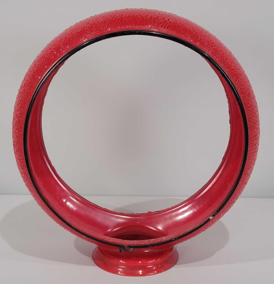 Original Red Ripple Globe Body (TAC): rated 9, the red ripple globe body has very good color throughout the body into the base. Base has a few small chips with no cracks. Comes with two mounting rings. TAC #025568