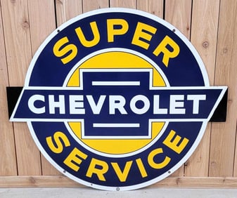 Super Chevrolet Service w/Black Tips Porcelain Sign (You will never have to up grade)(TAC)