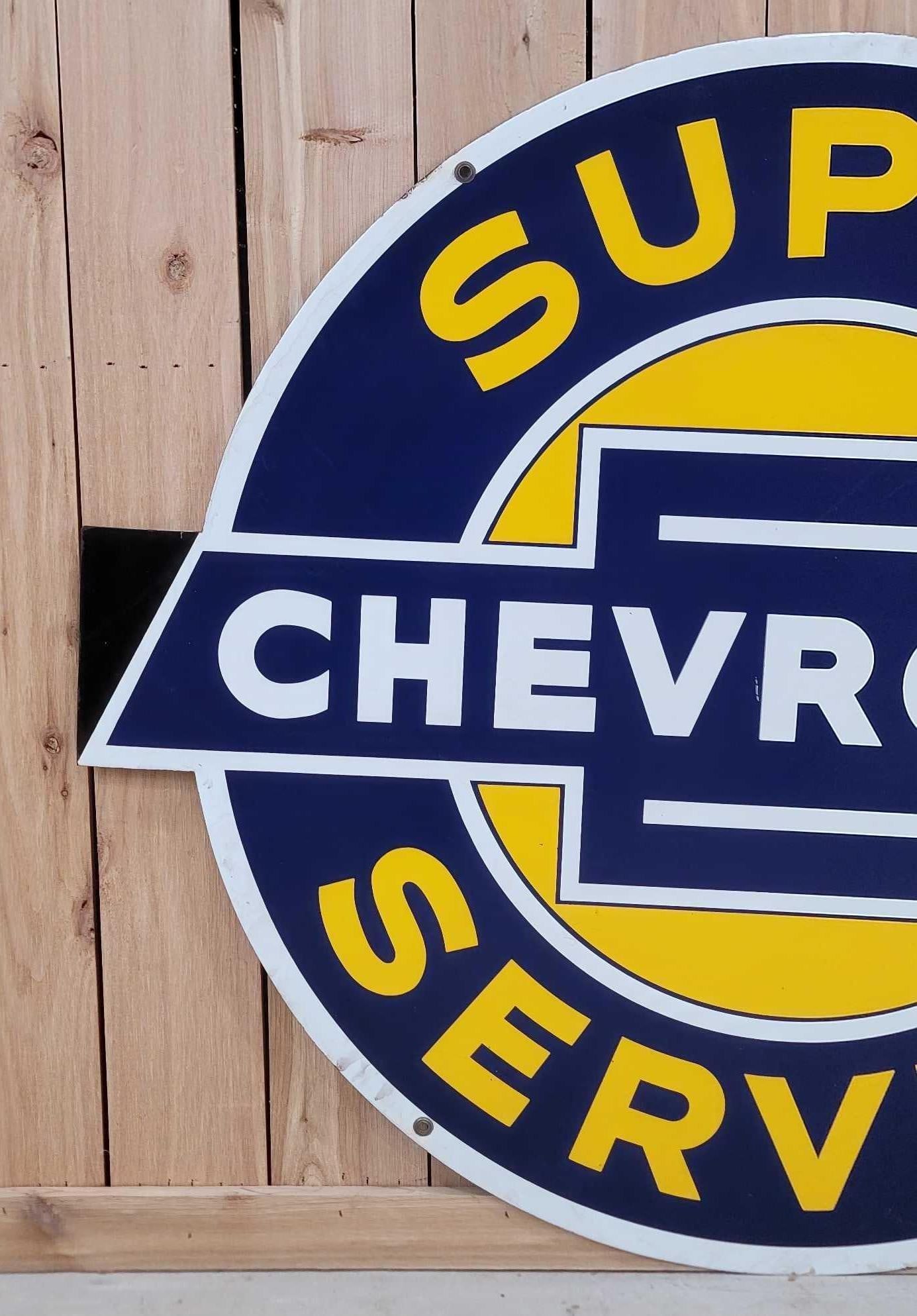 Super Chevrolet Service w/Black Tips Porcelain Sign (You will never have to up grade)(TAC) - 2