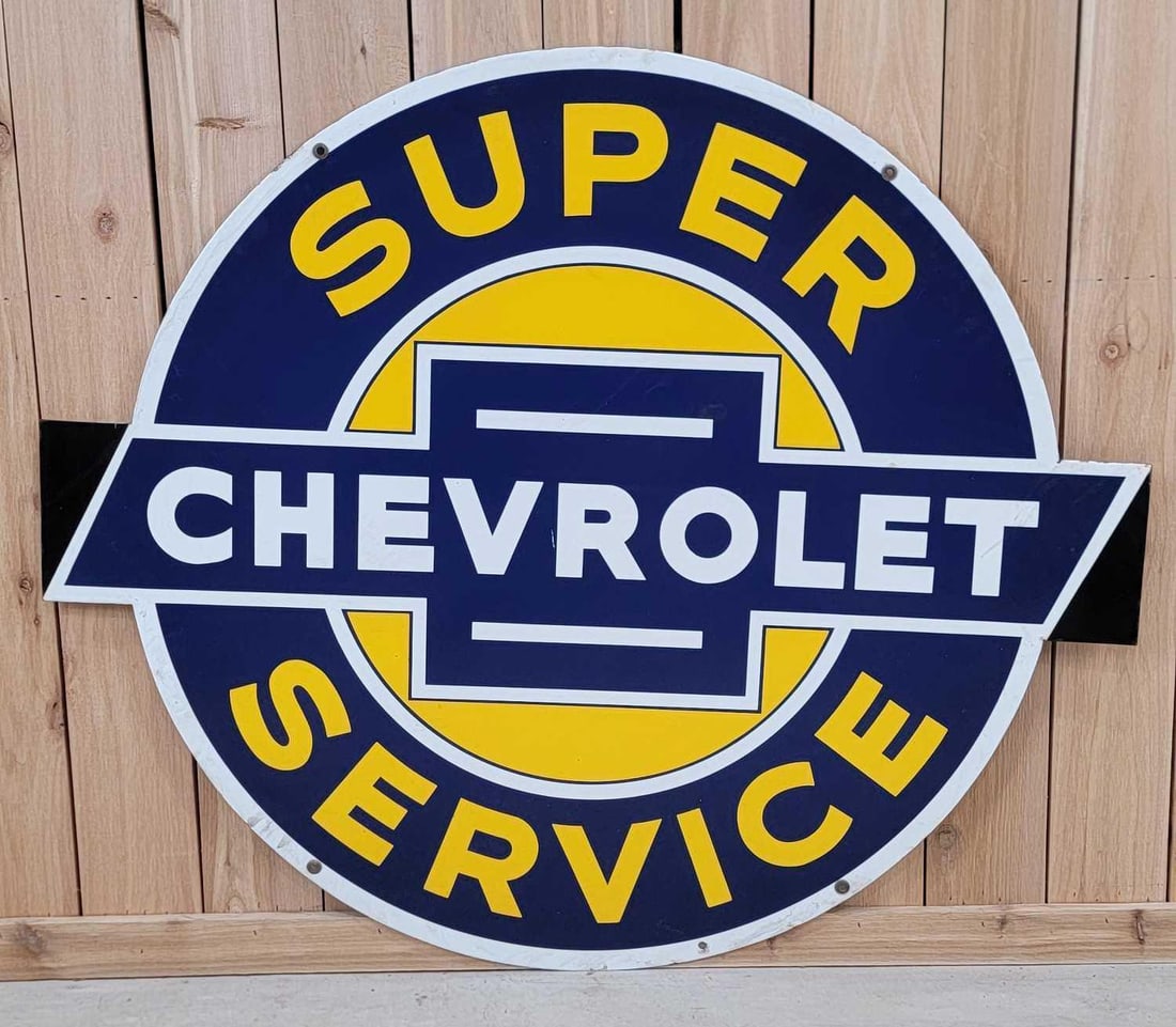 Super Chevrolet Service w/Black Tips Porcelain Sign (You will never have to up grade)(TAC) - 4