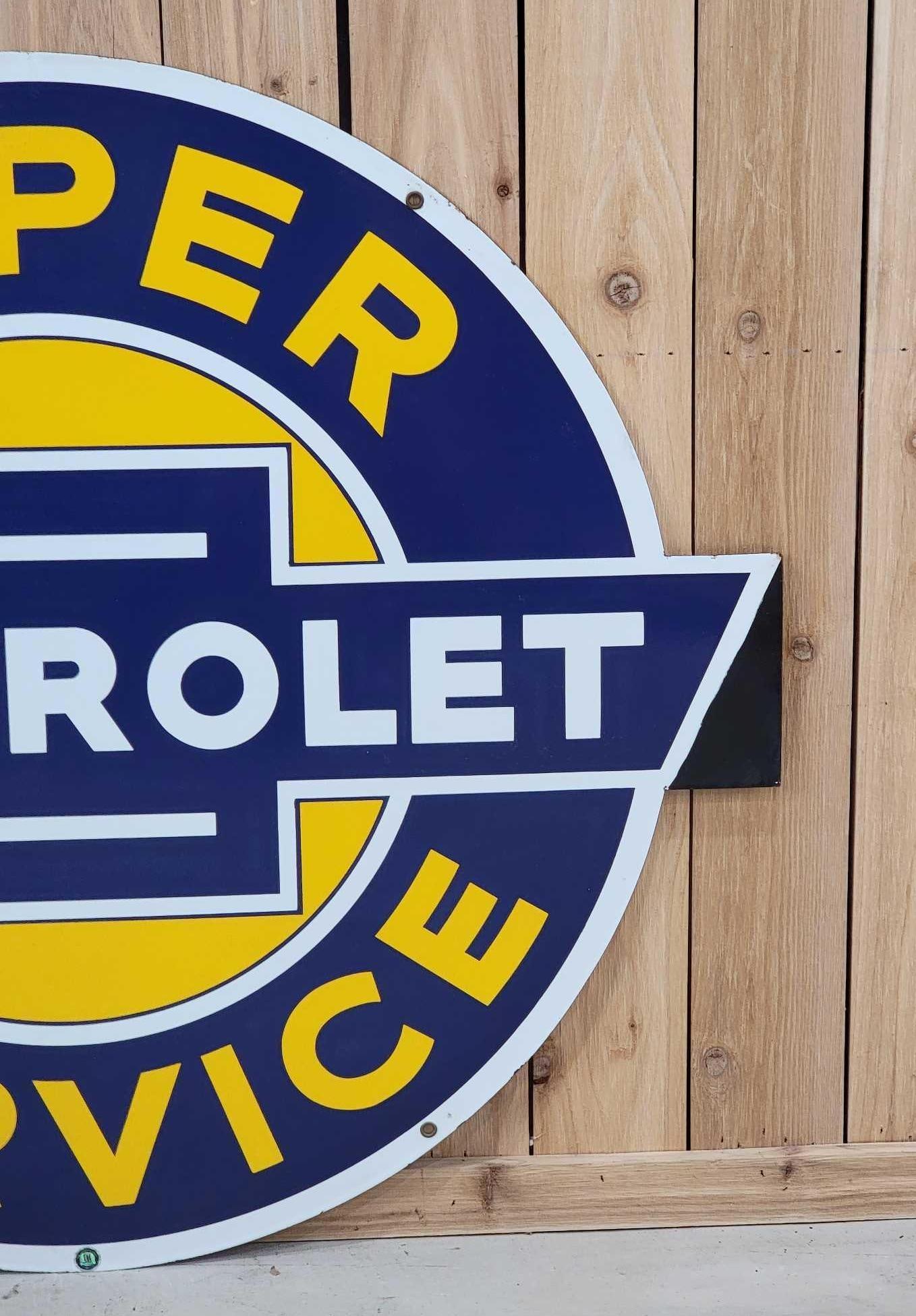 Super Chevrolet Service w/Black Tips Porcelain Sign (You will never have to up grade)(TAC) - 6