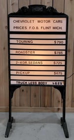 All Original Chevrolet Milk Glass Lighted Pricer Sign (TAC)