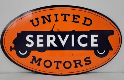 United Motor Service w/Logo Porcelain Sign (TAC)