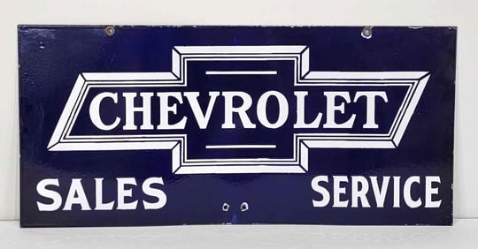 Chevrolet in Bowtie Sales & Service Porcelain Sign (TAC)