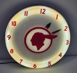 (Pontiac) w/Full Feather Logo Plastic Lighted Clock