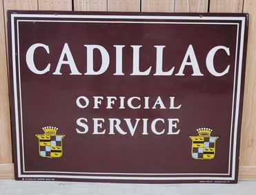 Cadillac Official Service w/Logos Porcelain Sign (Restored)