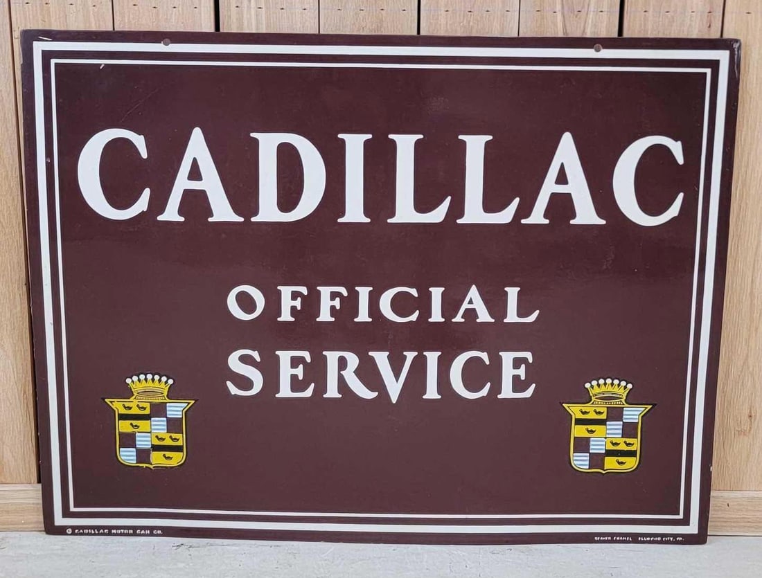 Cadillac Official Service w/Logos Porcelain Sign (Restored) (1 of 6)
