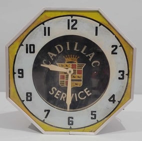 Cadillac Service Octagon Neon Clock