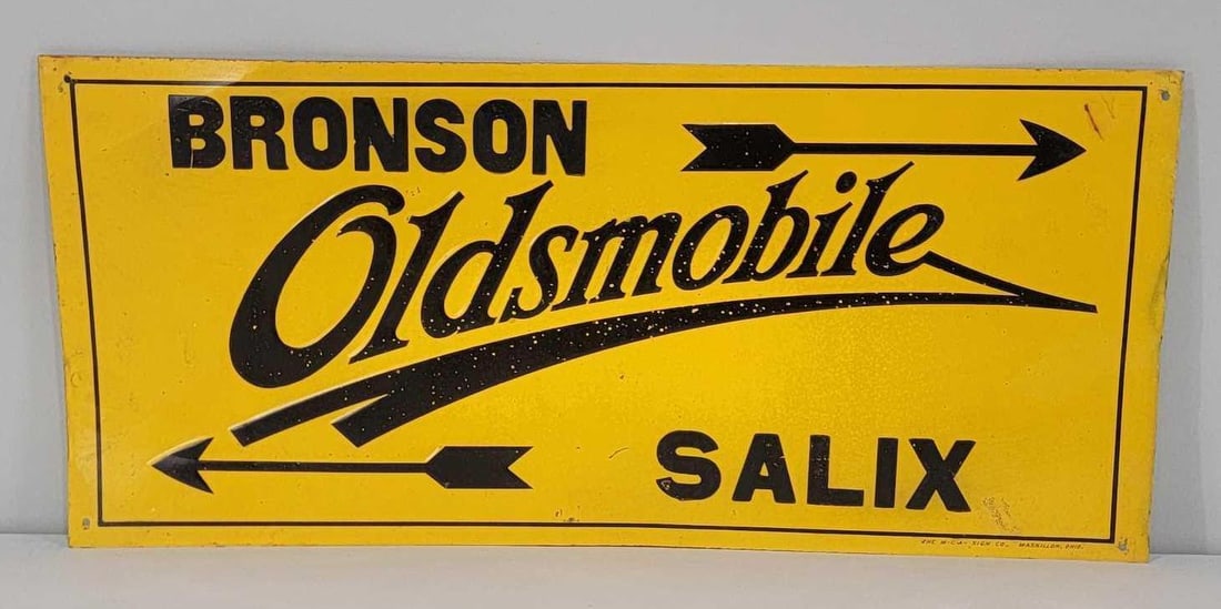 Oldsmobile Bronson Salix w/Arrows Metal Tacker Sign (TAC) (1 of 5)
