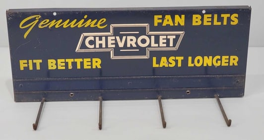 Genuine Chevrolet Fan Belts Metal Display Rack Sign (TAC)