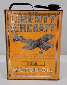 Liberty Aircraft Motor Oil One-Gallon Flat Metal Can