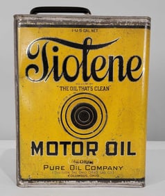 Tiolene Motor Oil w/Logo One-Gallon Flat Metal Can