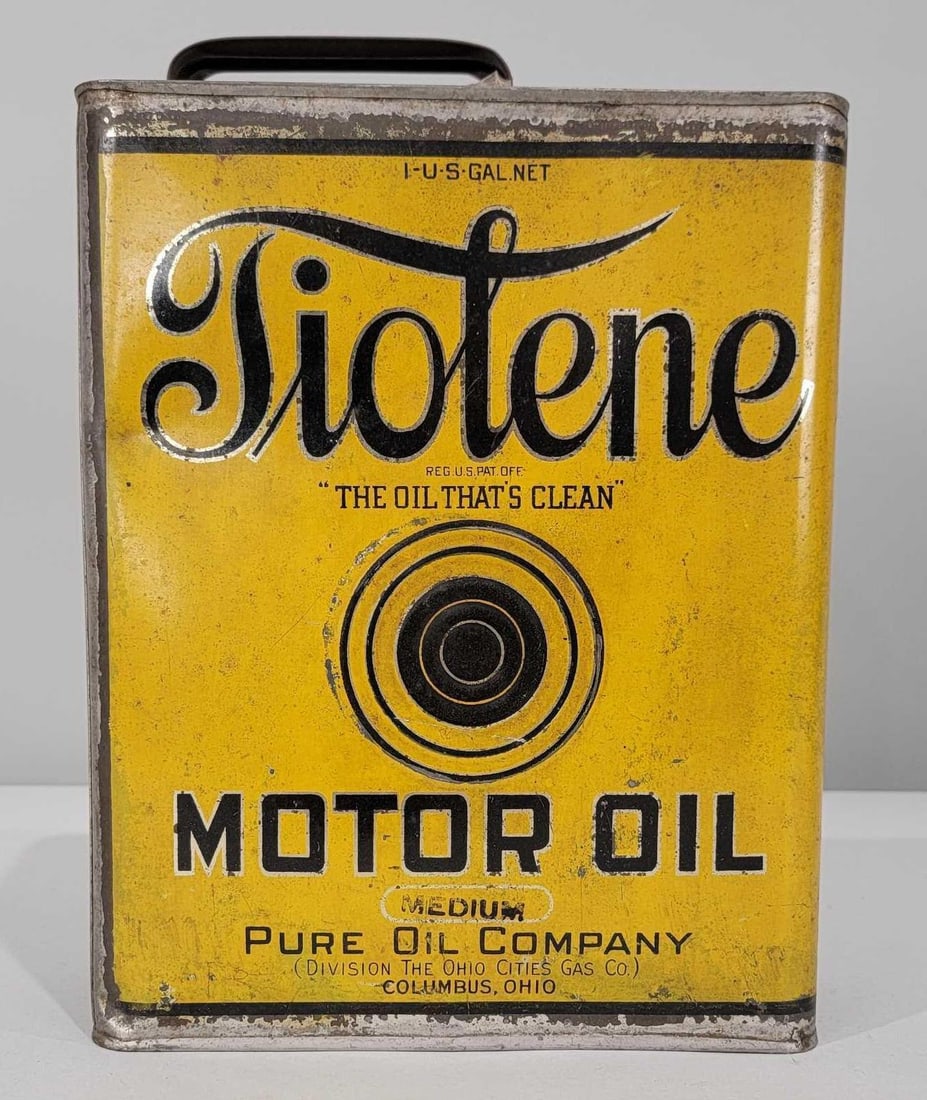Tiolene Motor Oil w/Logo One-Gallon Flat Metal Can (1 of 5)