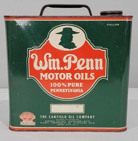 Wm. Penn Motor Oil w/Logo One-Gallon Flat Metal Can