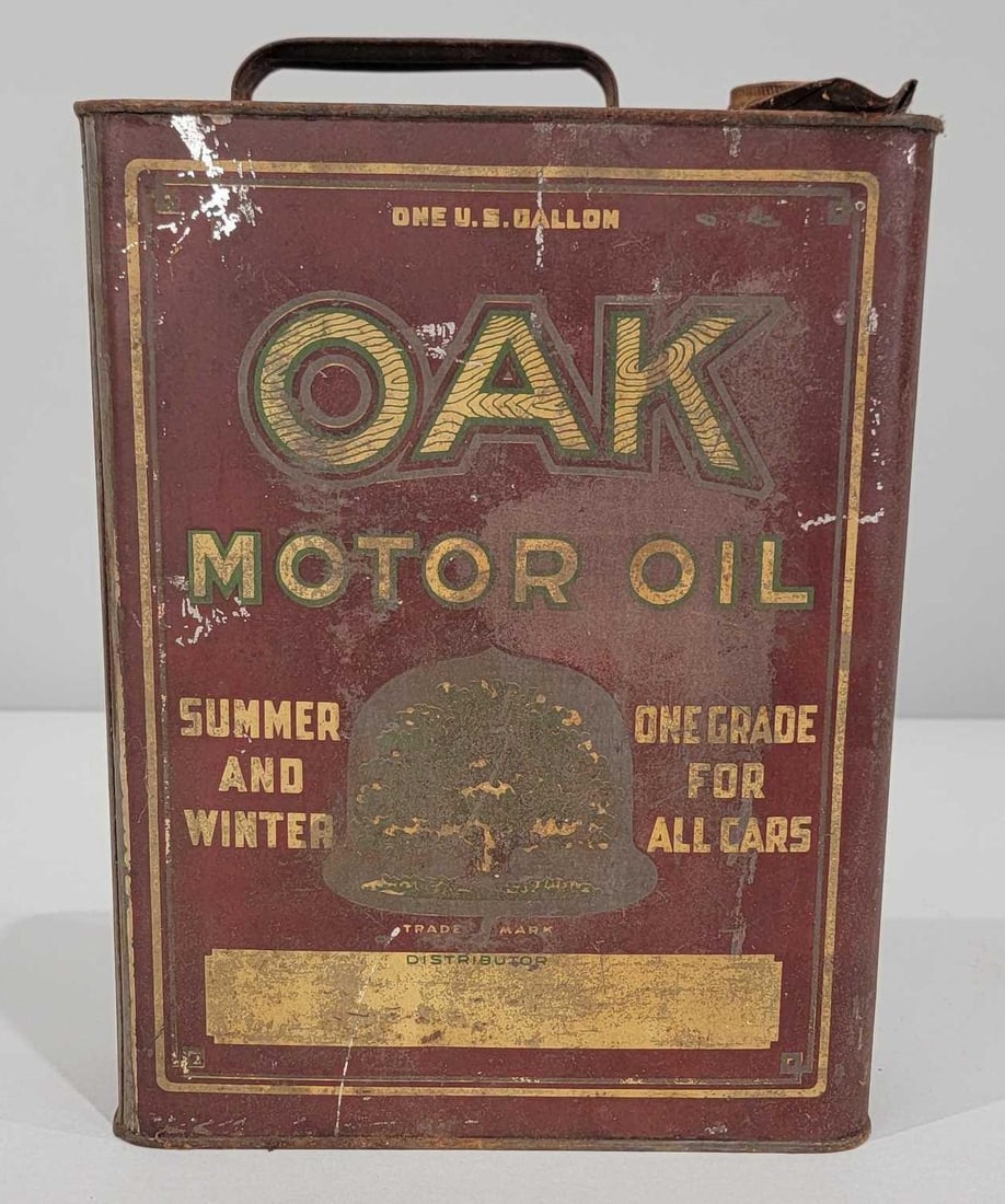Oak Motor Oil w/logo One-Gallon Flat Metal Can (1 of 5)