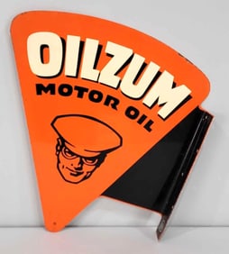 Oilzum Motor Oil w/Logo Metal Flange Sign (TAC)