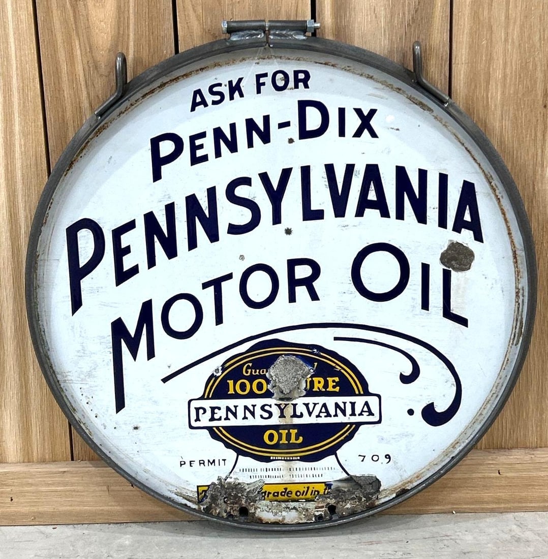Ask for Penn-Dix Pennsylvania Motor Oil Porcelain Sign (TAC) (1 of 6)