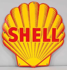 Shell Shark Tooth Logo Porcelain Sign (small) (TAC)