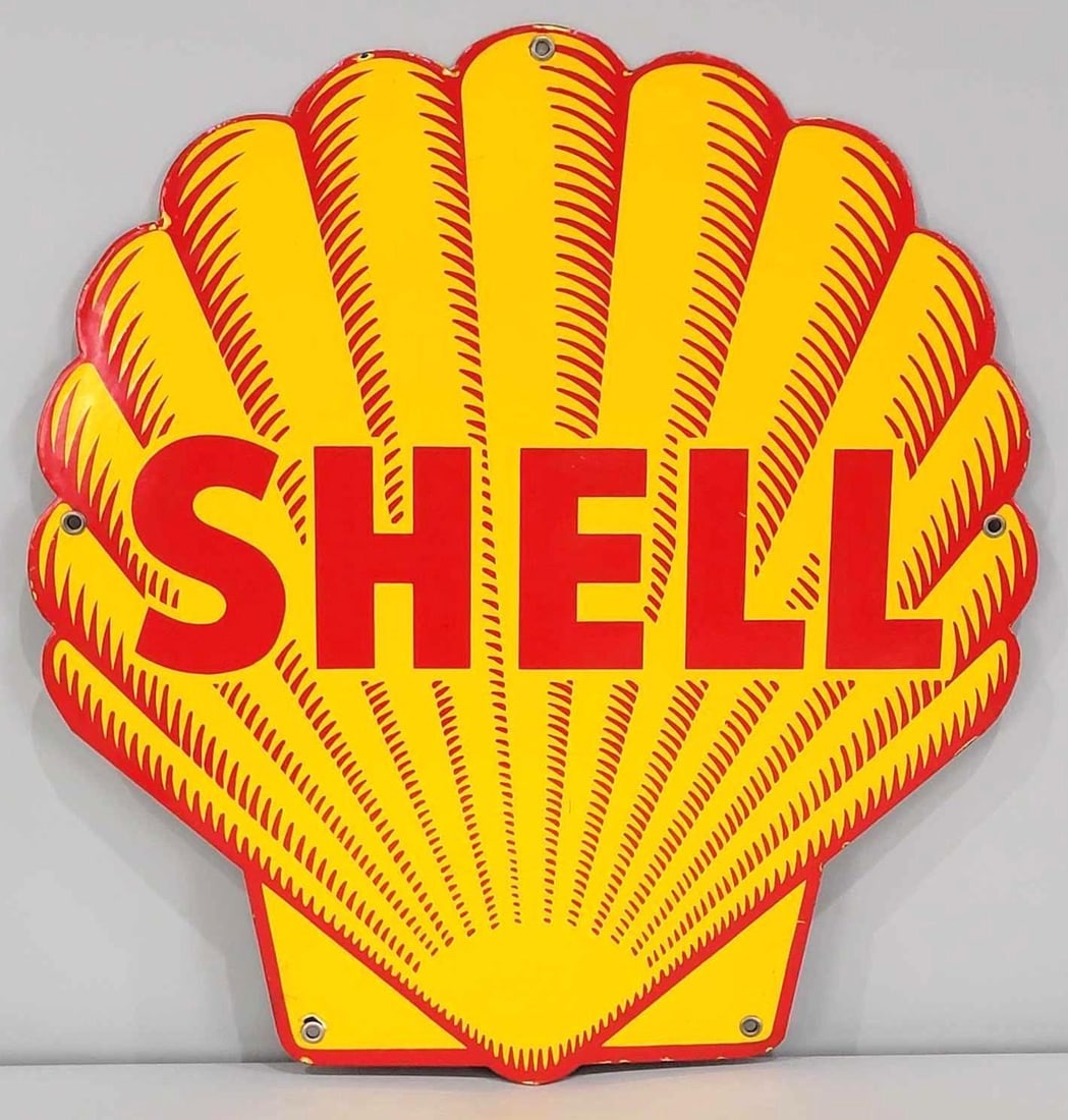 Shell Shark Tooth Logo Porcelain Sign (small) (TAC) (1 of 6)