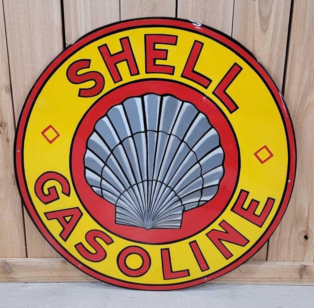 Shell Gasoline w/Roxanna Logo Porcelain (restored) (1 of 4)