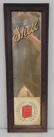 Early Shell Rest Room Mirror w/Shell Motor Spirit Can on it