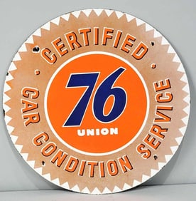 Union 76 Certified Car Condition Service Porcelain Sign (TAC)