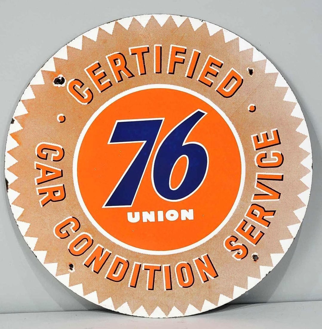 Union 76 Certified Car Condition Service Porcelain Sign (TAC) (1 of 4)