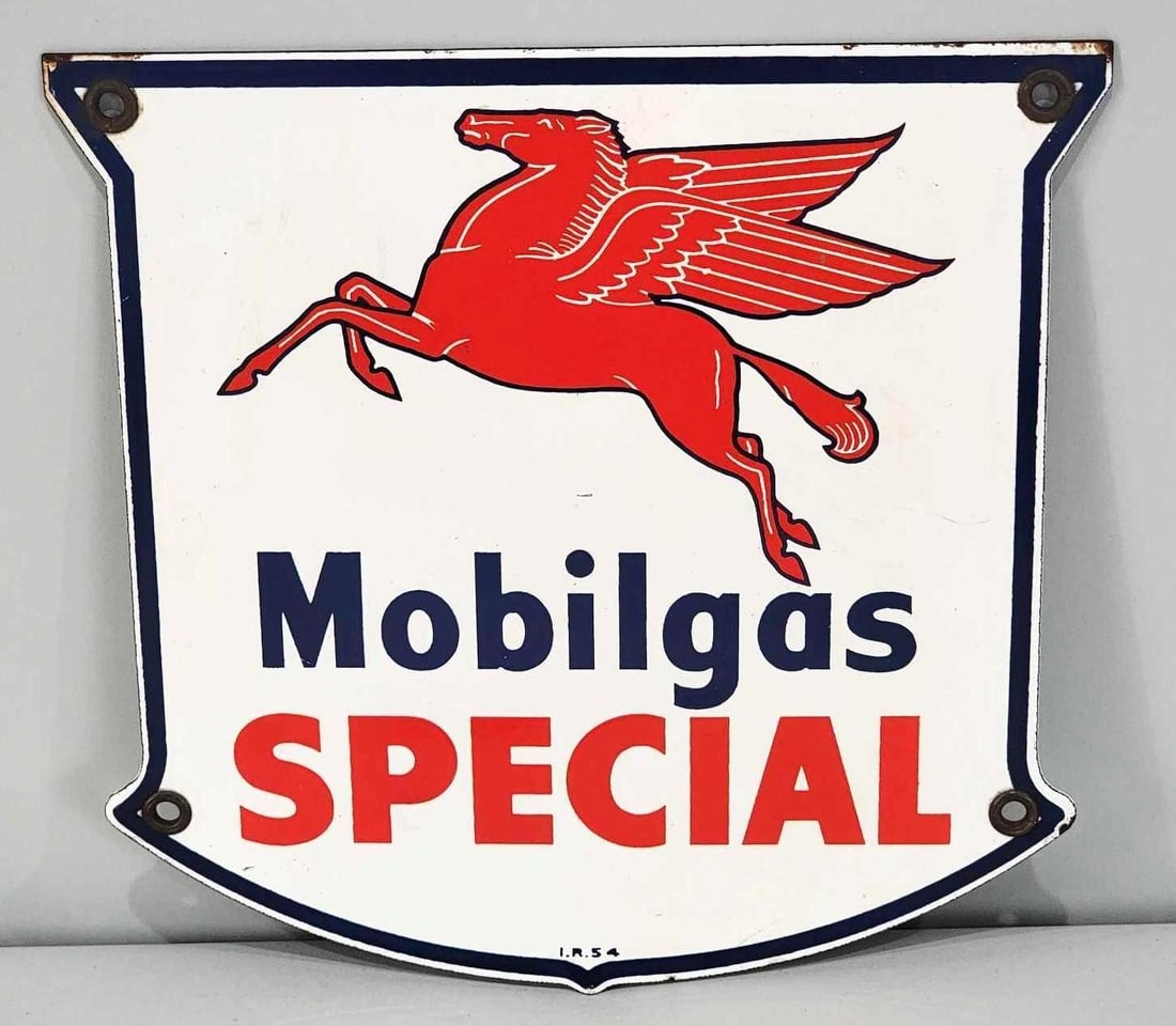 Mobilgas Special w/Pegasus Porcelain Pump Sign (small)(TAC) (1 of 4)